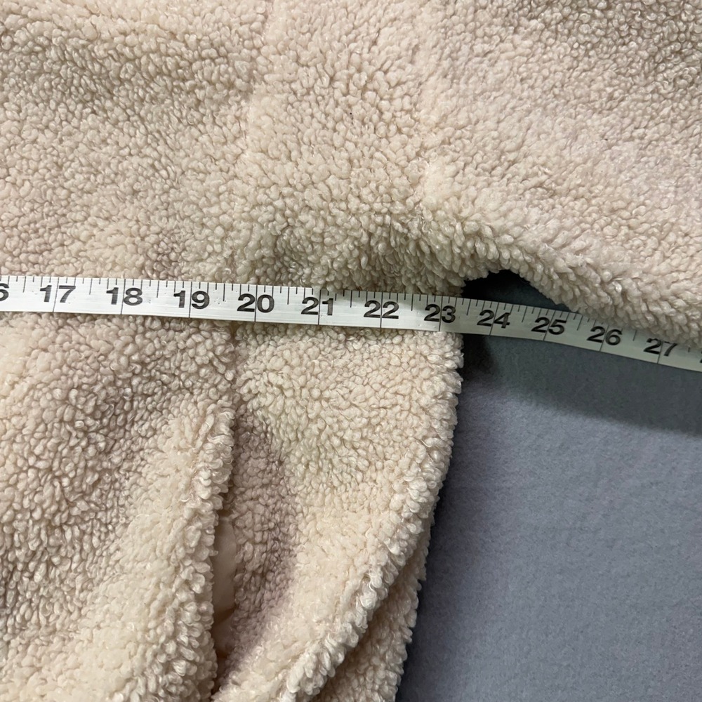 Scoop Cream Sherpa Fleece Teddy Bear Jacket Hooded Zip Up Bomber Style Small Y2K - Picture 7 of 10